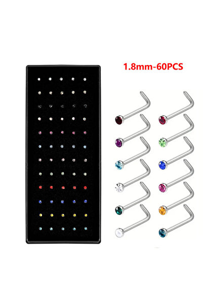 Choice1 Multi L rod-60pcs Hypoallergenic Nose Studs - Tiny Invisible Body Jew...