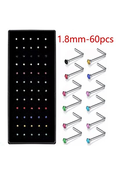 Choice3 L-Color(60PCs) 40/60 Pcs/Set Crystal Stainless Steel Nose Piercing Pa...