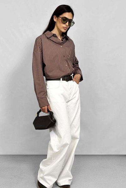 NİLİST Pamuk Soft Wide Leg Jean - Beyaz
