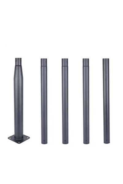 RFAN Modular Metal Pole for Solar Lamps with Flange and Arm, 5M, Grey