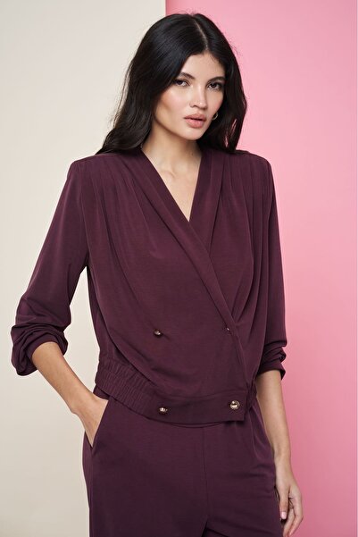 FEVER Anvelop düğmeli tencel bluz