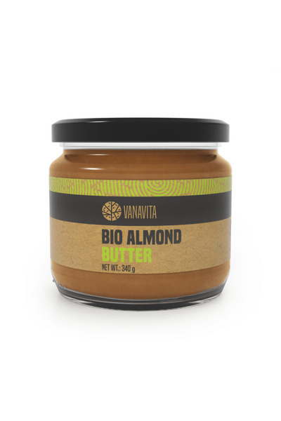 GymBeam Unt de migdale BIO, 8 x 340 g