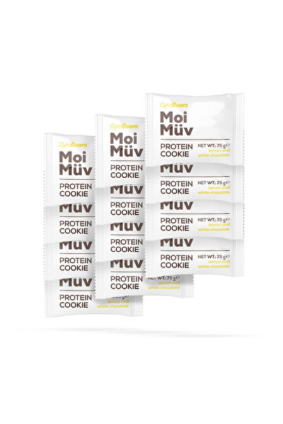 GymBeam MoiMüv Protein Cookie, 12 x 75 g, lămâie și ciocolată albă