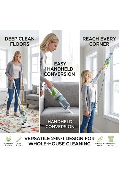 Generic 2-in-1 Upright Handheld Vacuum Cleaner with Cyclonic Technology, HEPA...