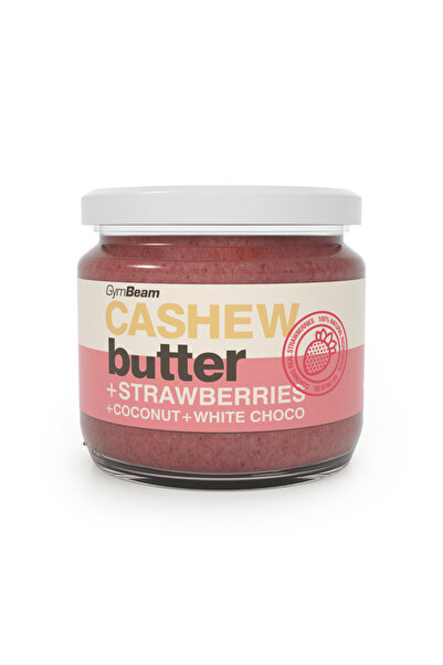 GymBeam Unt de caju cu nucă de cocos, ciocolată albă și căpșuni, 8 x 340 g