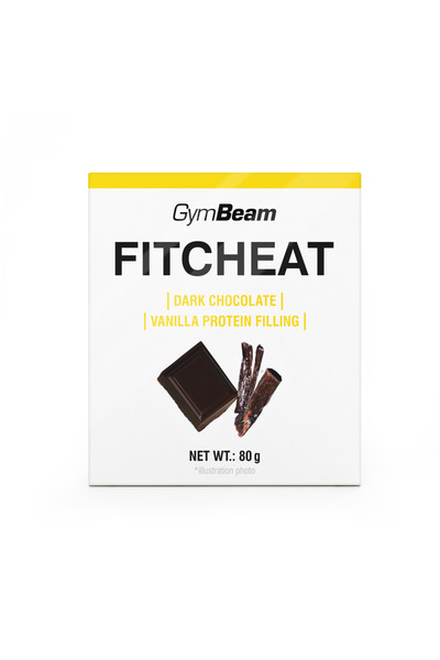 GymBeam Fitcheat Protein Chocolate, 80 g, ciocolată neagră cu vanilie