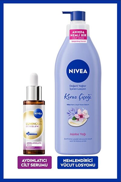 NIVEA Luminous630 Skin Glow Anında Aydınlatıcı Serum 30ml ve Kiraz Çiçeği Nem...