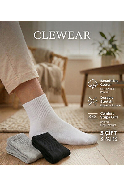 CLEWEAR جوارب تنس مسطحة للجنسين من نصف كونش كوليج