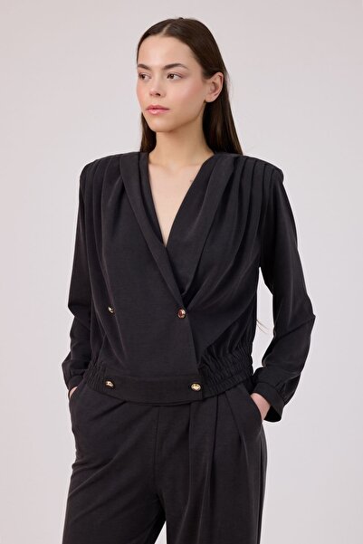 FEVER Anvelop düğmeli tencel bluz
