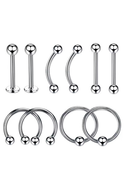 Choice11 1.2x10mm 10pcs 5/10/40/60pcs Body Piercing Jewelry Stainless Steel N...