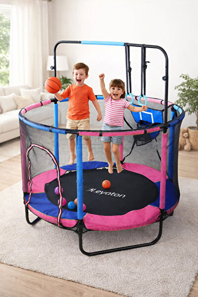Leyaton Çocuk Trambolini 150 Cm 60 Inç Güvenlik Fileli Ekstra Hediyeli Büyük ...