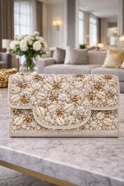 mothers dream Luxury Cowrie Shell Icon Clutch Bag