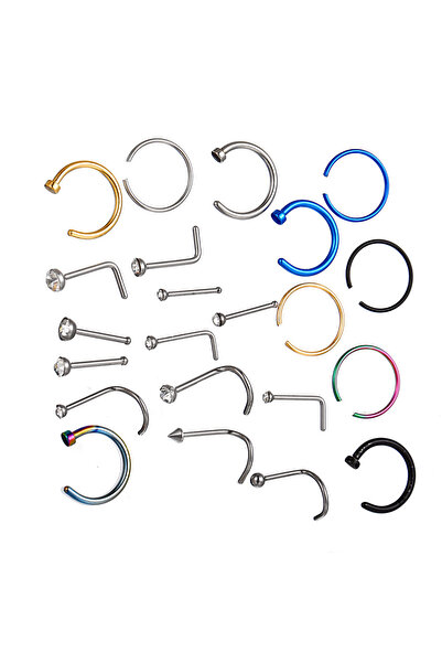 Choice f1725a3 22 Pcs Of Suit Fake Nose Ring Earrings Fashion Punk Non-nose-p...