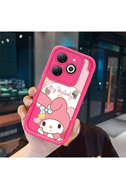 ucuc حافظة سيليكون وردية حمراء متوافقة مع هاتف Infinix Hot 40i، حماية للكامير...