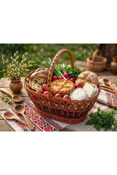 OEM Handmade Wicker Easter Basket with Handle, Small No. 2, 35x30x25 cm