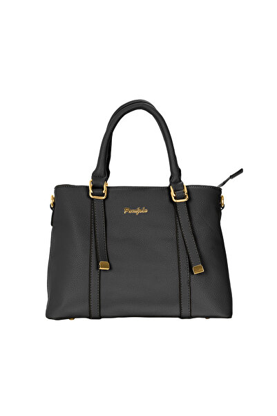 PARAJOHN Women's PU Leather Handbag Elegant Tote Shoulder Bag with Gold Details