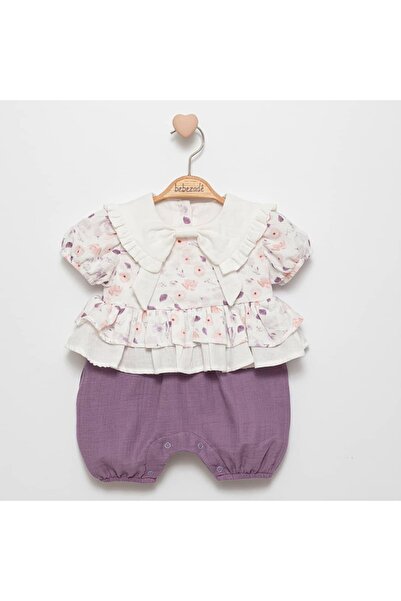 Valia Baby Wide Collar Floral Baby Girl Dress with Bow Detail