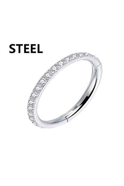 Choice17 Steel CC010 8mm Stainless Stee Hinged Segment Hoop CZ Stone Nose Rin...