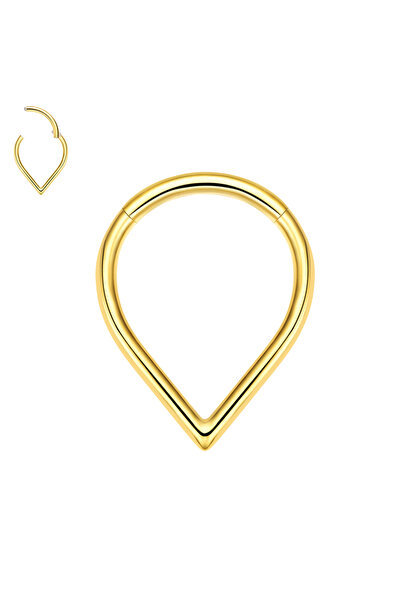 Choice4 1.2x8mm Gold G23 Titanium Teardrop Nose Ring Septum Daith Tragus Heli...