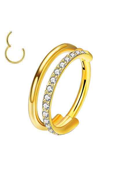 Choice6 حلقة أنف كونش من التيتانيوم G23 مقاس 16G 1.2X12mm مطلية بالذهب، مرصعة...