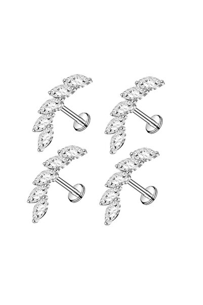 choice2 لابريت بتصميم هندسي 1.2X8mm، مجوهرات ثقب الشفاه فضية B-4PCS 1//4PCS، ...