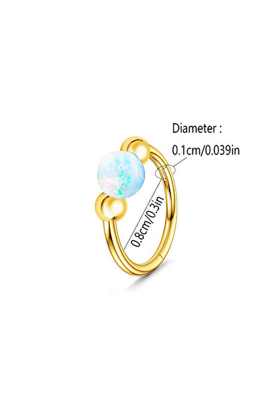 Choice4 Gold (White 0.8cm) 1PCS 18g Opal Nose Rings for Women 316L Surgical S...