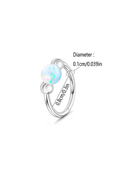 Choice9 Silver (White 0.8cm) 1PCS 18g Opal Nose Rings for Women 316L Surgical...