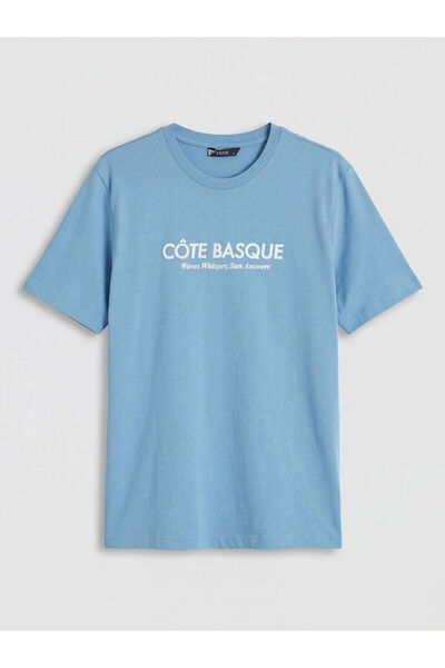 LC Waikiki Blue Crew Neck Printed Men's T-Shirt from Güli̇s Gi̇yi̇m