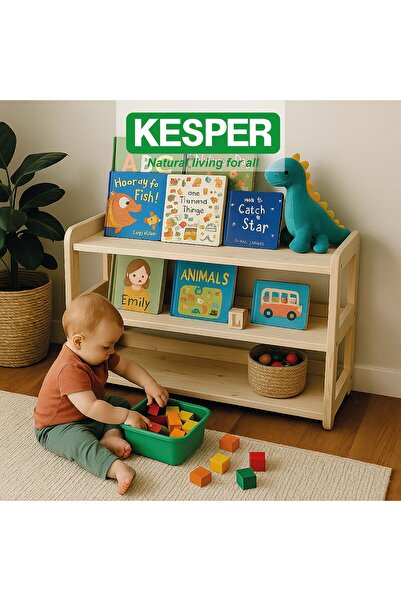 Kesper Montessori Serisi Ahşap Çocuk Düzenleyici Raf