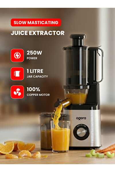 Ogera Slow Juicer 250W | Cold Press Masticating Juicer Extractor | 1L Capacit...