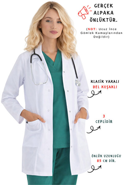 İNCİ ÜNİFORMA Kadın Beyaz Alpaka Önlük Doktor Hemşire Önlüğü Eczacı Laborant ...