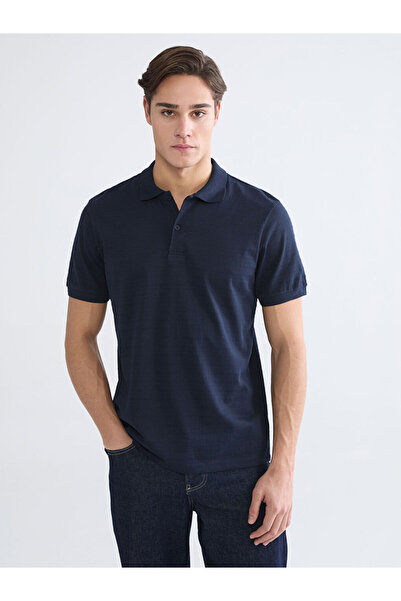 LC Waikiki Navy Blue Polo Neck Pique Men's T-Shirt