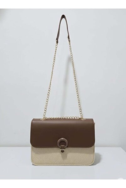 Fumes Beige Women’s Luxury Flap Shoulder Bag with Chain Strap and Magnetic Cl...