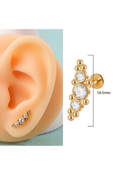 Choice1 1.2X8mm Style E 1PC 316L Surgical Steel 16G Gold Plated Cz Labret Lip...