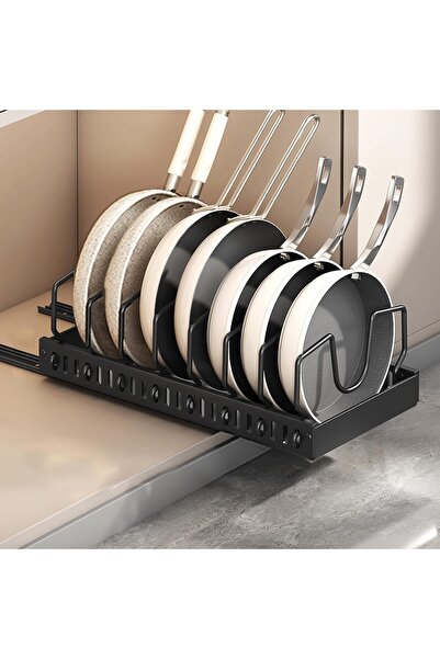 Arabest Pots and Pans Organizer Under Cabinet, Space-Saving,Sliding Pot Lid H...