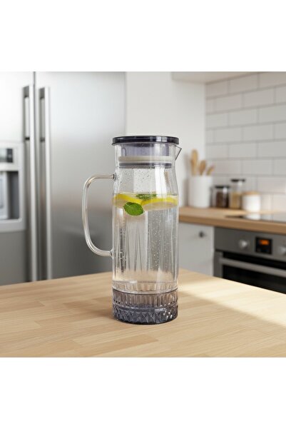 LUCES DESİGN 1.3 Litre Lüks Kristal Akrilik Sürahi Sızdırmaz Kapaklı Su ve Me...