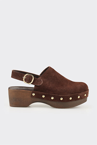 Elle Shoes Kahve Deri Kadın Terlik