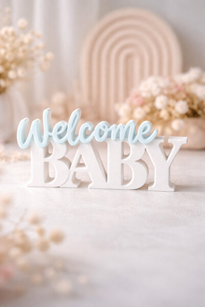 MİR STORE Welcome Baby Yazılı Dekor – 3D Baskı Bebek Odası Süsü | Baby Shower...