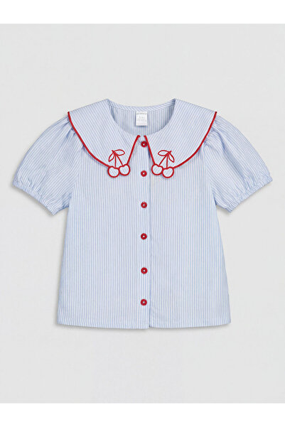 LC Waikiki Cămașă albastră pentru fetițe cu guler tip bebeluș