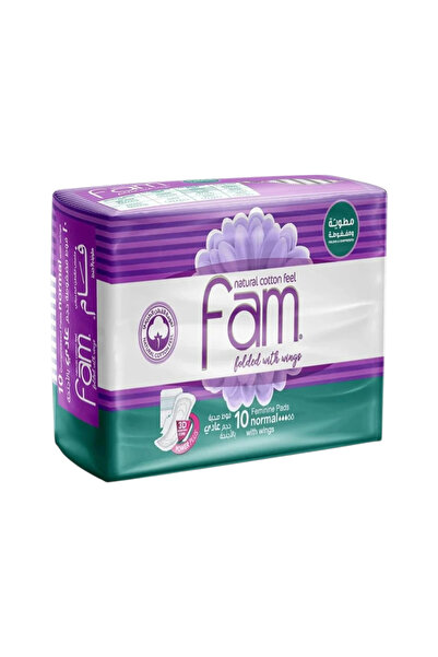 FAM Natural Cotton Feel Normal Feminine Pads Folded With Wings- 10 Pads