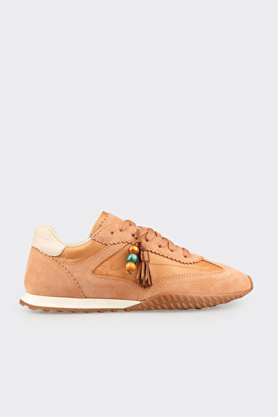 Elle Shoes Camel Deri Kadın Spor Ayakkabı