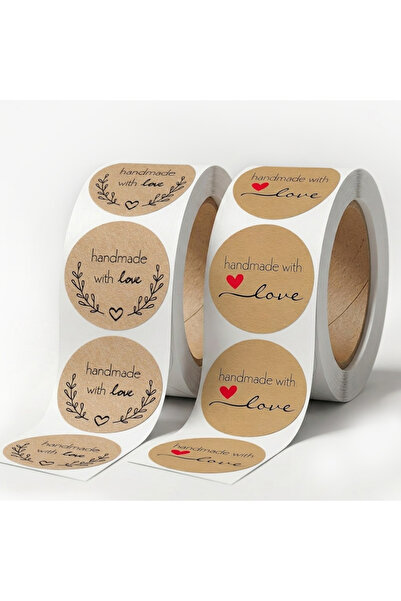 Wownect ملصقات ورقية كرافت 1000 قطعة - ملصقات مصنوعة يدويًا مع عبارة 'مع الحب...