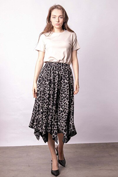 Jument Γυναικεία φούστα με σχέδια, ψηλόμεση, οκτώ τεμαχίων, ασύμμετρη, μήκους...