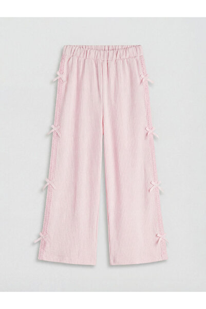 LC Waikiki Pembe Kız Çocuk Müslin Geniş Paça Pantolon
