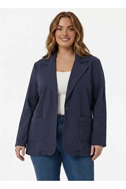 RMG Unlined Plus Size Jacket Navy Blue