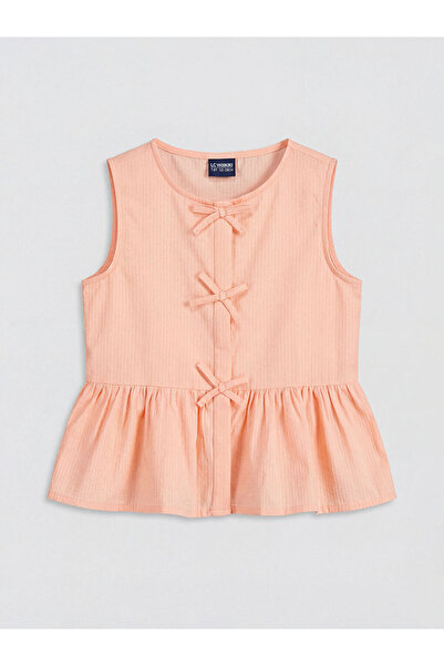 LC Waikiki Pink Bow Detailed Girls' Poplin Blouse