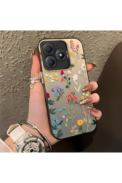 CASEVIBE حافظة هاتف Realme C63 4G/C61 متوافقة مع تصميم أنيق على شكل زهرة ومضا...