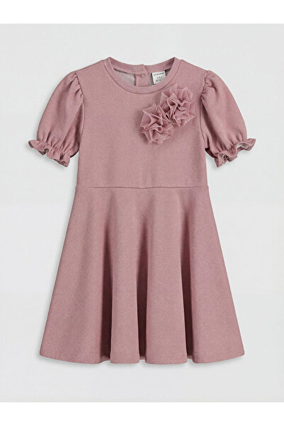 LC Waikiki Crew Neck Floral Detailed Girls' Dress