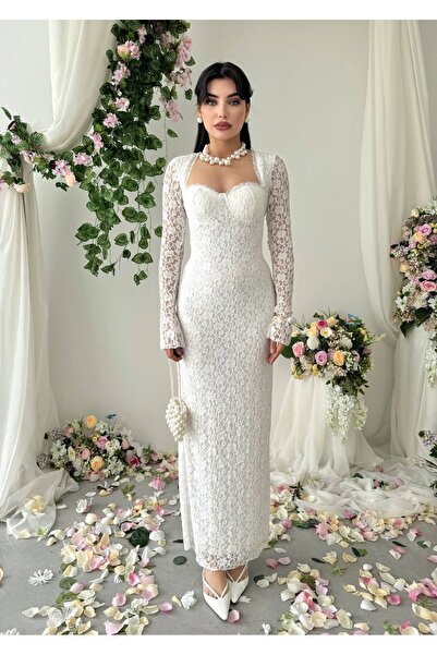 EtikaOnline Dantel Detay Gloplu Elbise