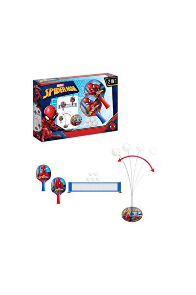 SPIDERMAN Set Ping-Pong pentru copii, 2 palete de tenis, 5 mingi, fileu cu ve...